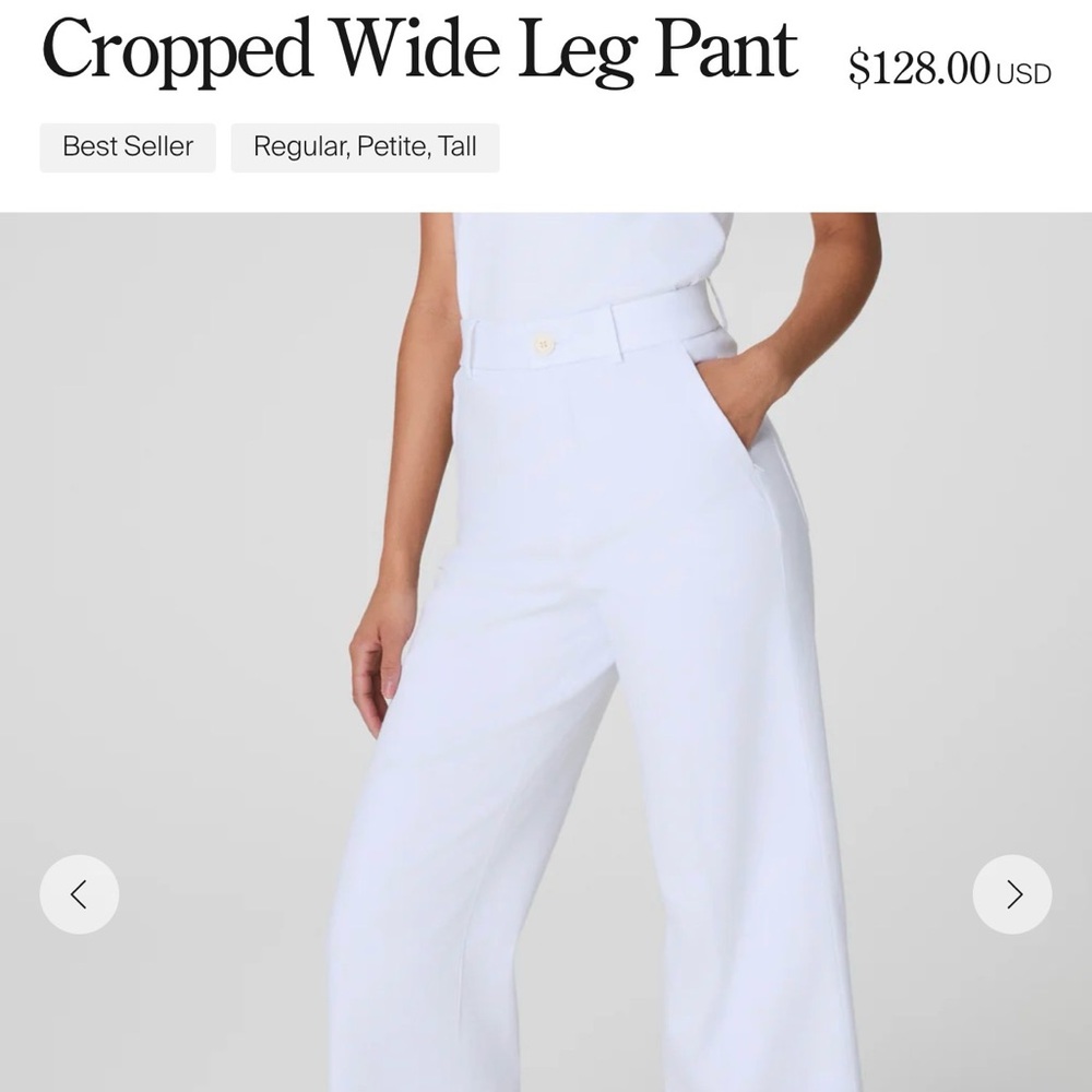 SPANX Classic White High-Waist Wide Leg Trousers